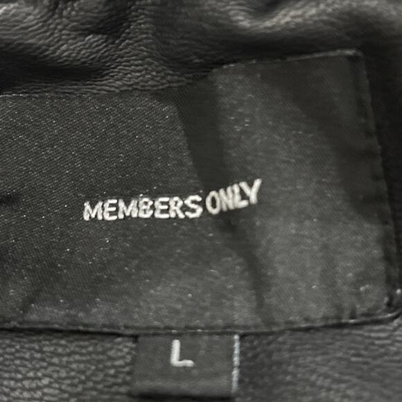 Members Only Size L Black Cropped Faux Leather Thick Pebbled Moto Jacket - Picture 7 of 8